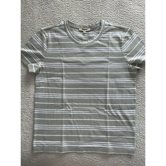 Madewell Women's Green/White Atkins Stripe The Perfect Vintage Tee Sz XXS - Picture 1 of 6
